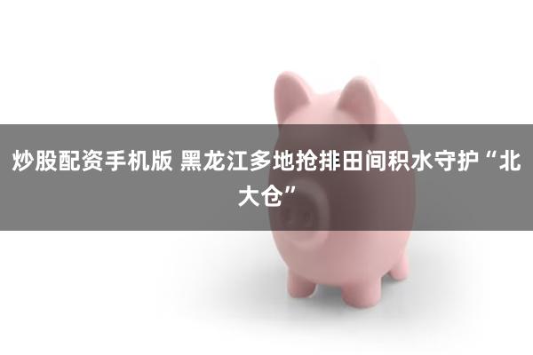 炒股配资手机版 黑龙江多地抢排田间积水守护“北大仓”